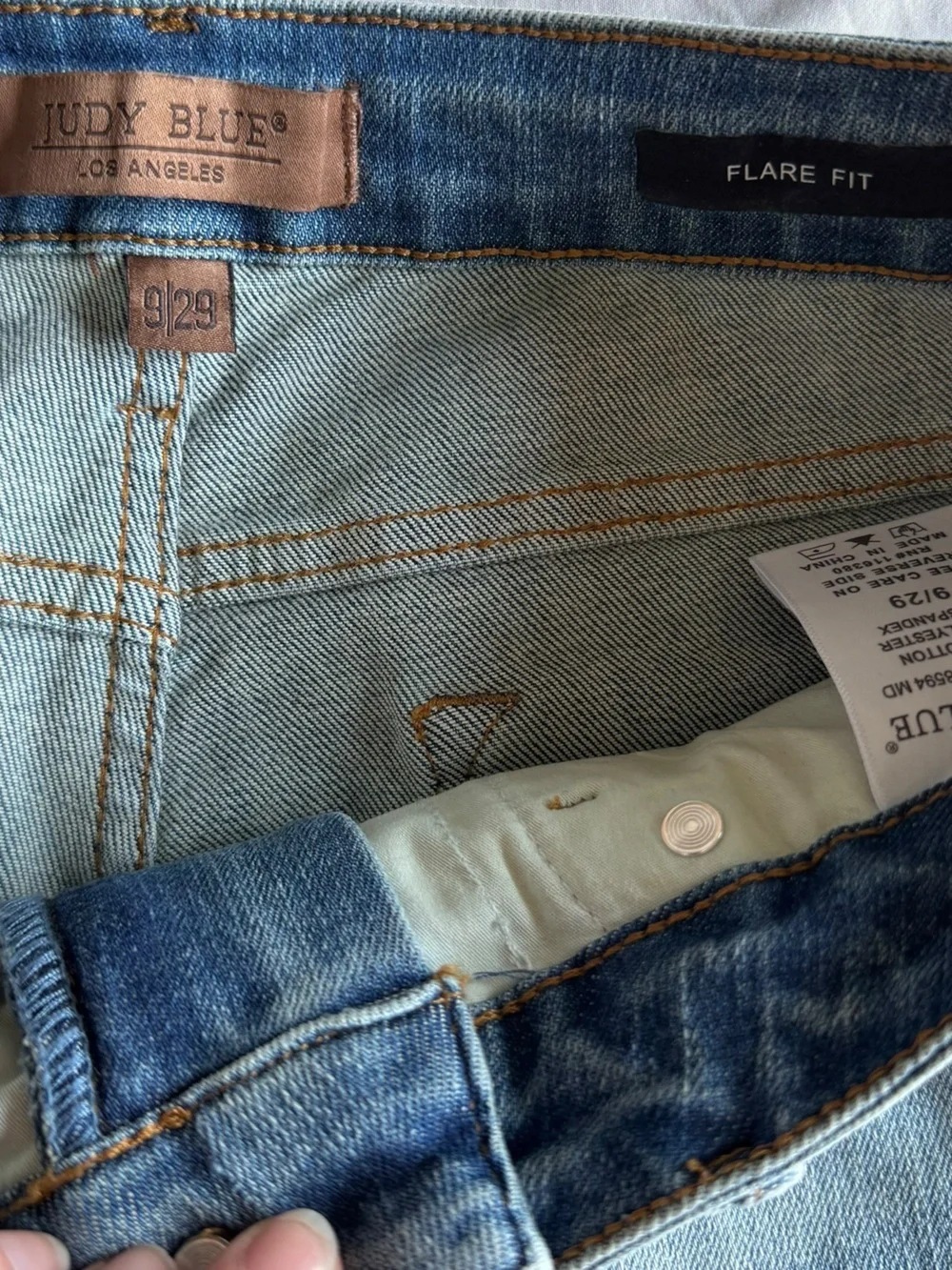 Judy Blue Flare Jeans Womens 9/29 Distressed High Rise Raw Hem Stretch Denim